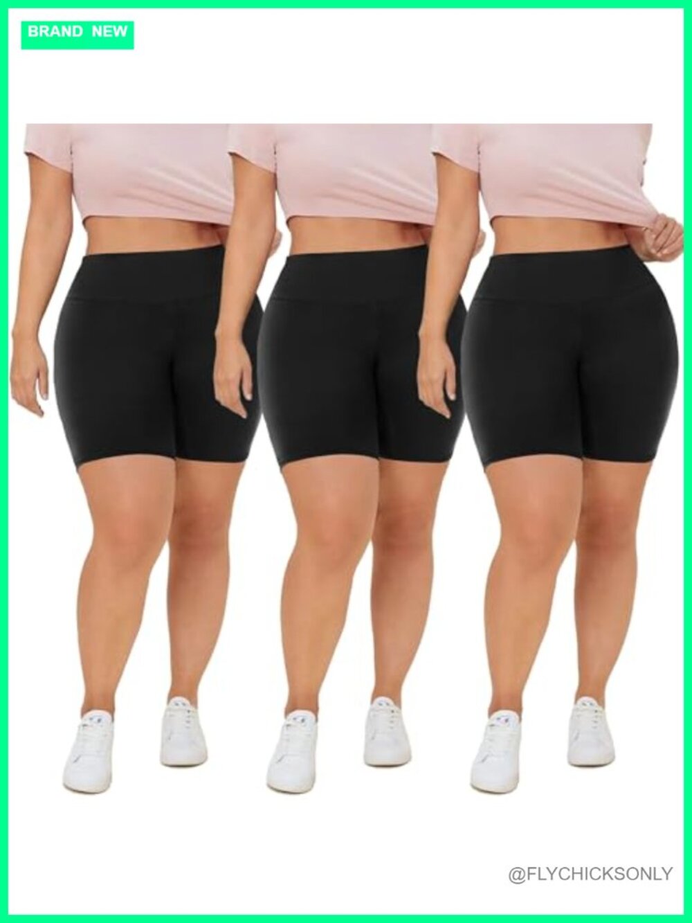 Plus Size Biker Shorts High Waisted 8'' Workout Yoga Shorts 3 Pack